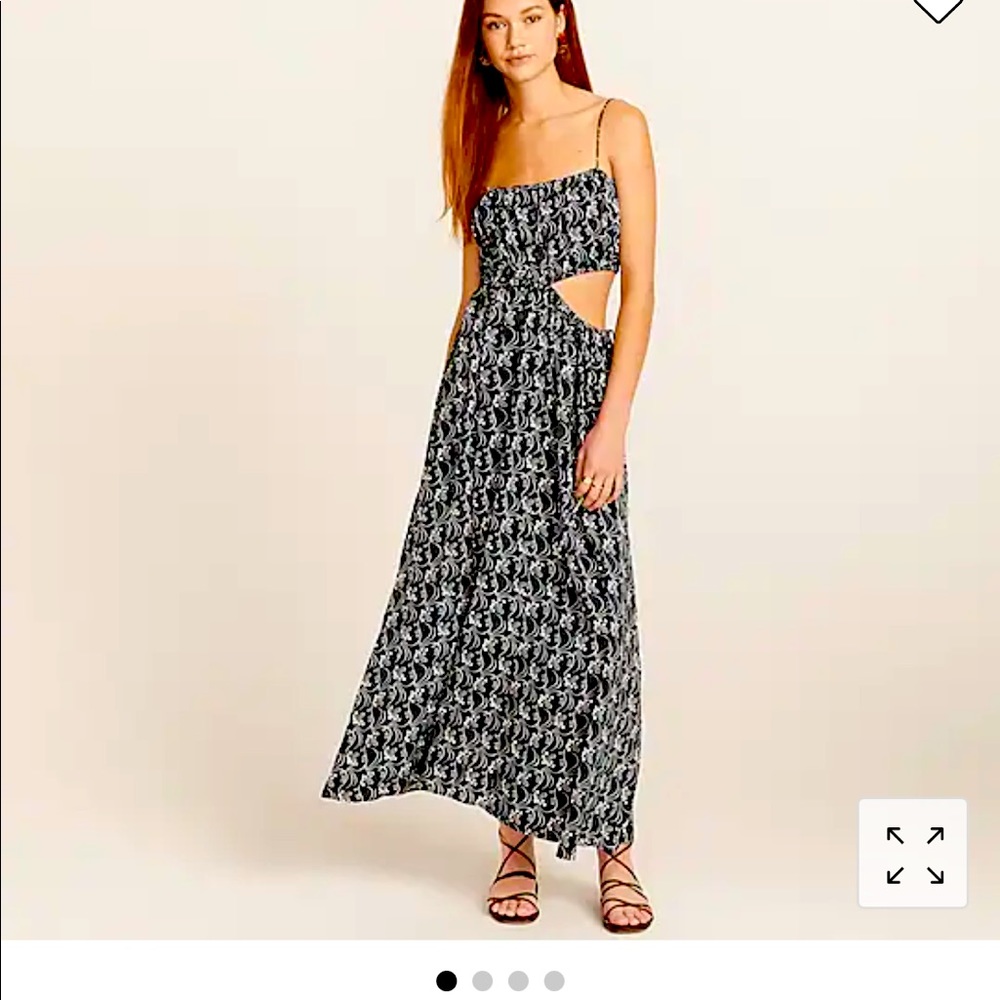 J. Crew Summer Dress Navy and White Cut -Out Midi Dress